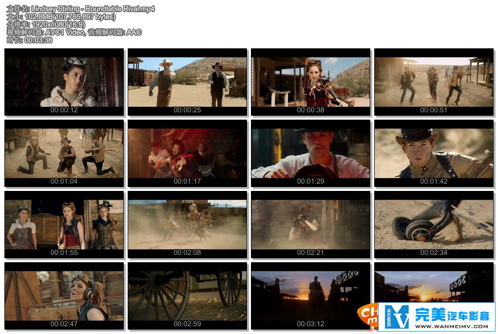 欧美高清MV下载-Lindsey Stirling - Roundtable Rival 百度102M(1)