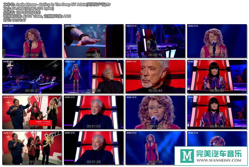 欧美高清MV下载-Joelle Moses - Rolling In The Deep BY Adele(英国好声音) 百度90.1M(1)