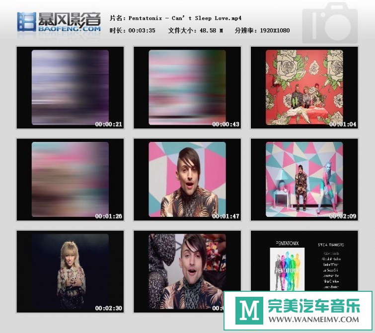 欧美高清MV下载-Pentatonix - Can’t Sleep Love【百度/MP4/49MB】(1)