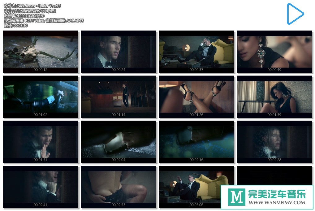 欧美高清MV下载-Nick Jonas - Under You【百度/TS/93.9M】(1)