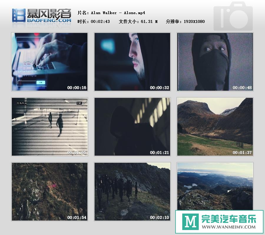 欧美高清MV下载-Alan Walker - Alone【百度/MP4/61MB】(1)